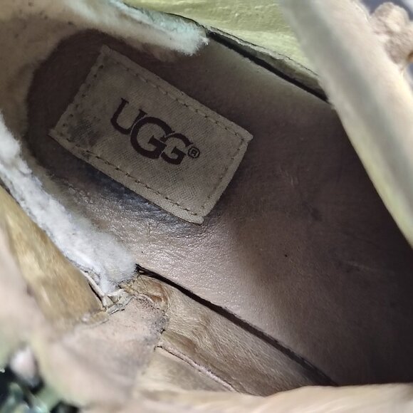 UGG Shenendoah Boots Womens Size 8 Tan Leather Fringe Ankle Moccasin Zip Slip On - Picture 5 of 9